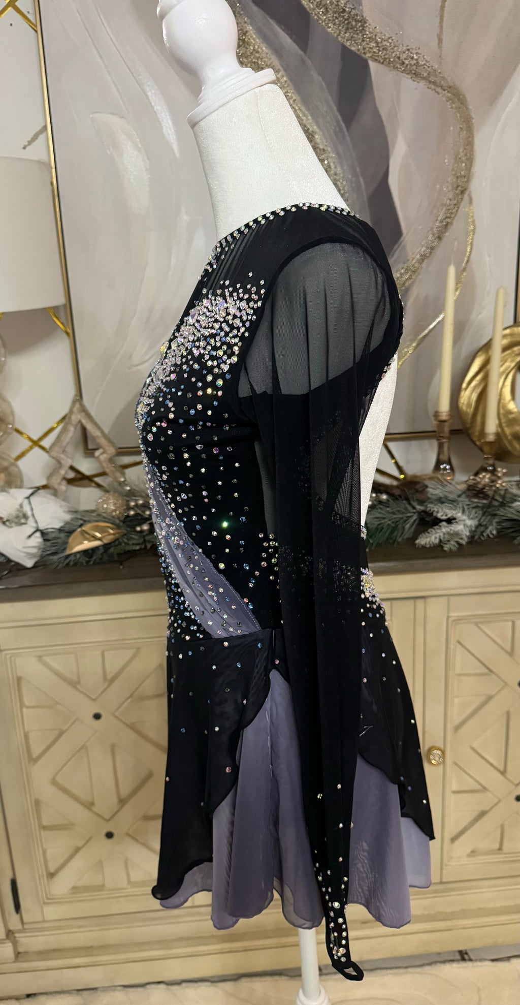 Figure Skating Dress Black Grey Ombré Size Adult Small