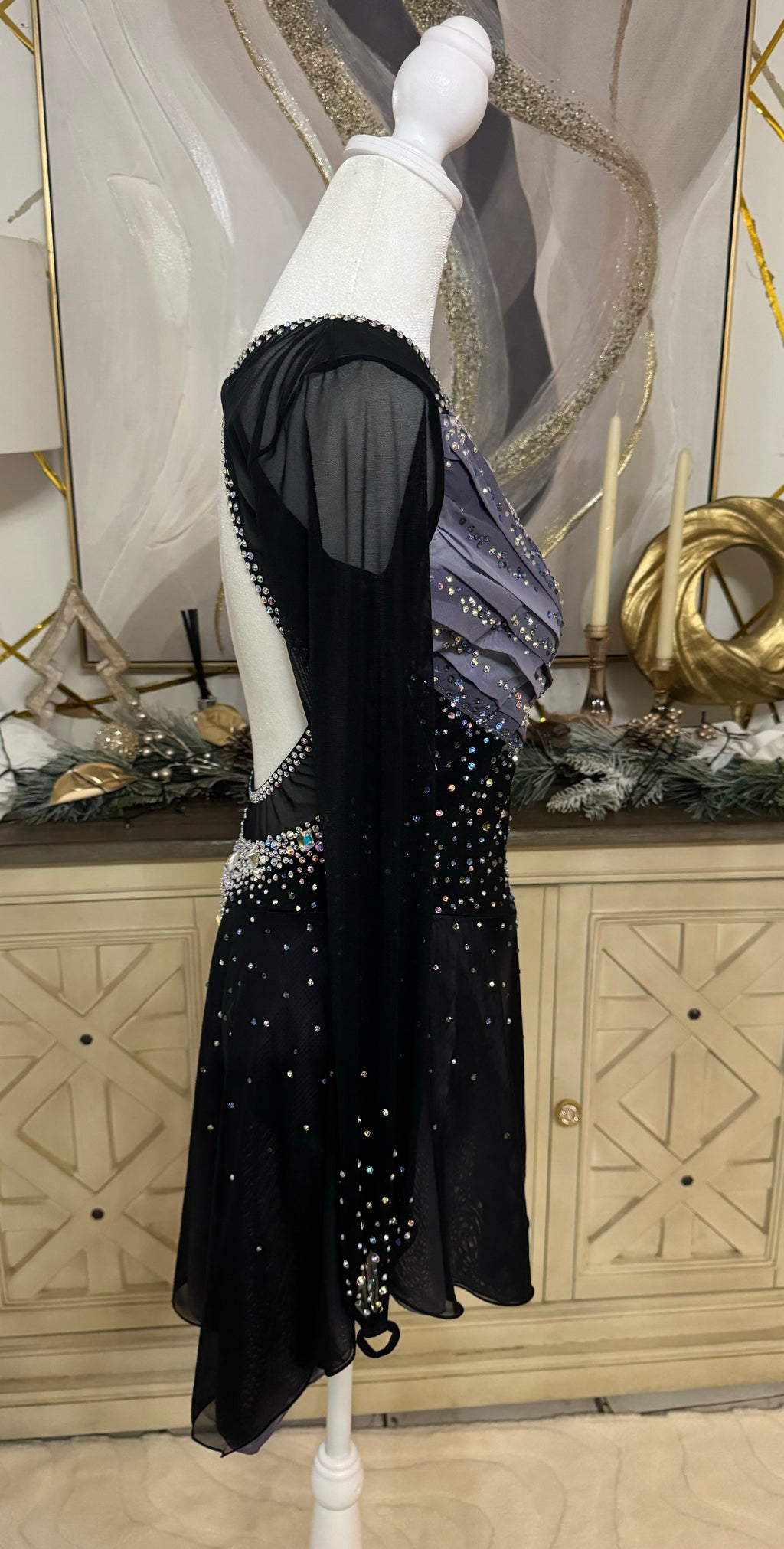 Figure Skating Dress Black Grey Ombré Size Adult Small