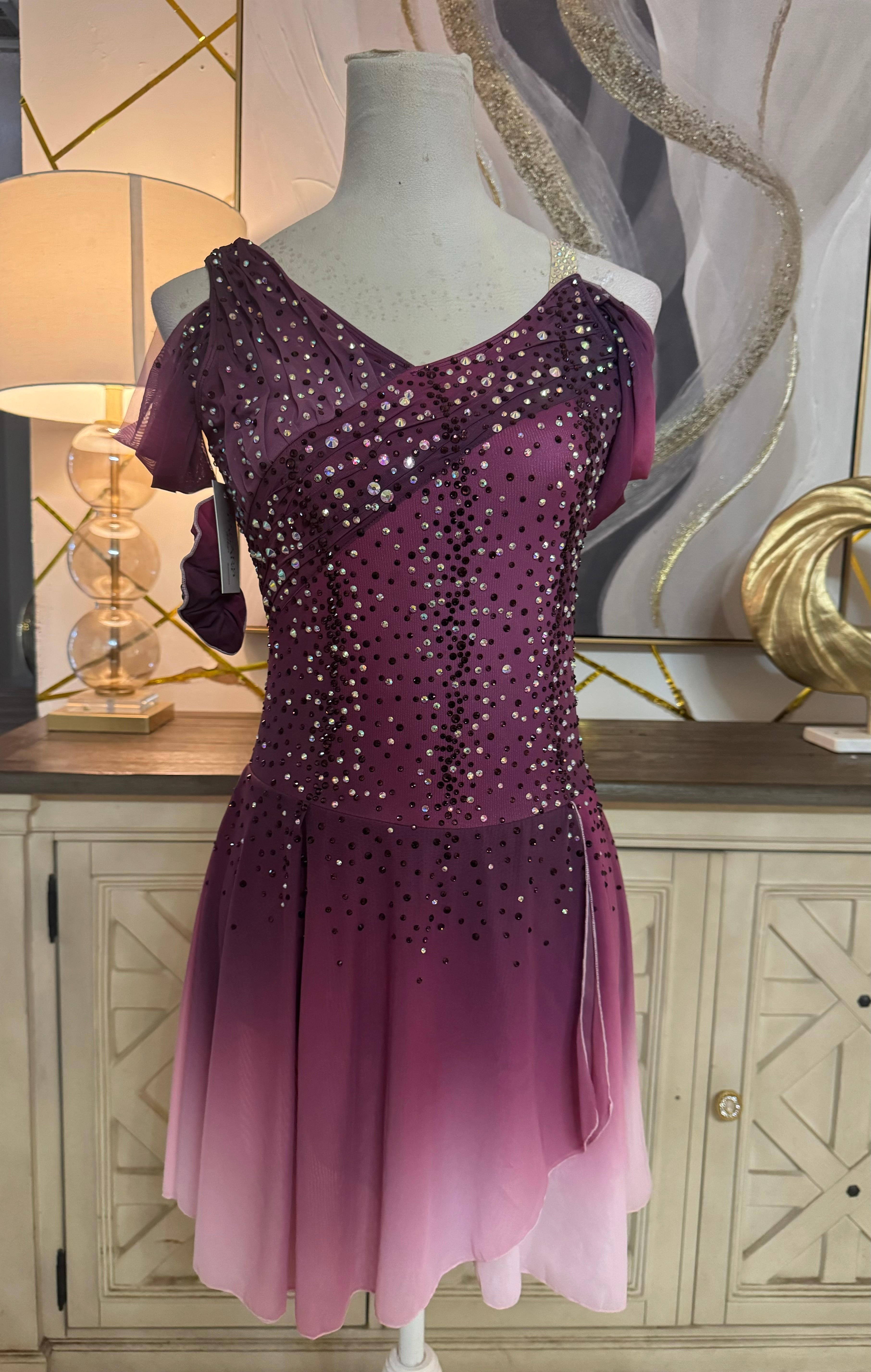 Adult Medium Burgundy Ombre Mesh Over Mesh