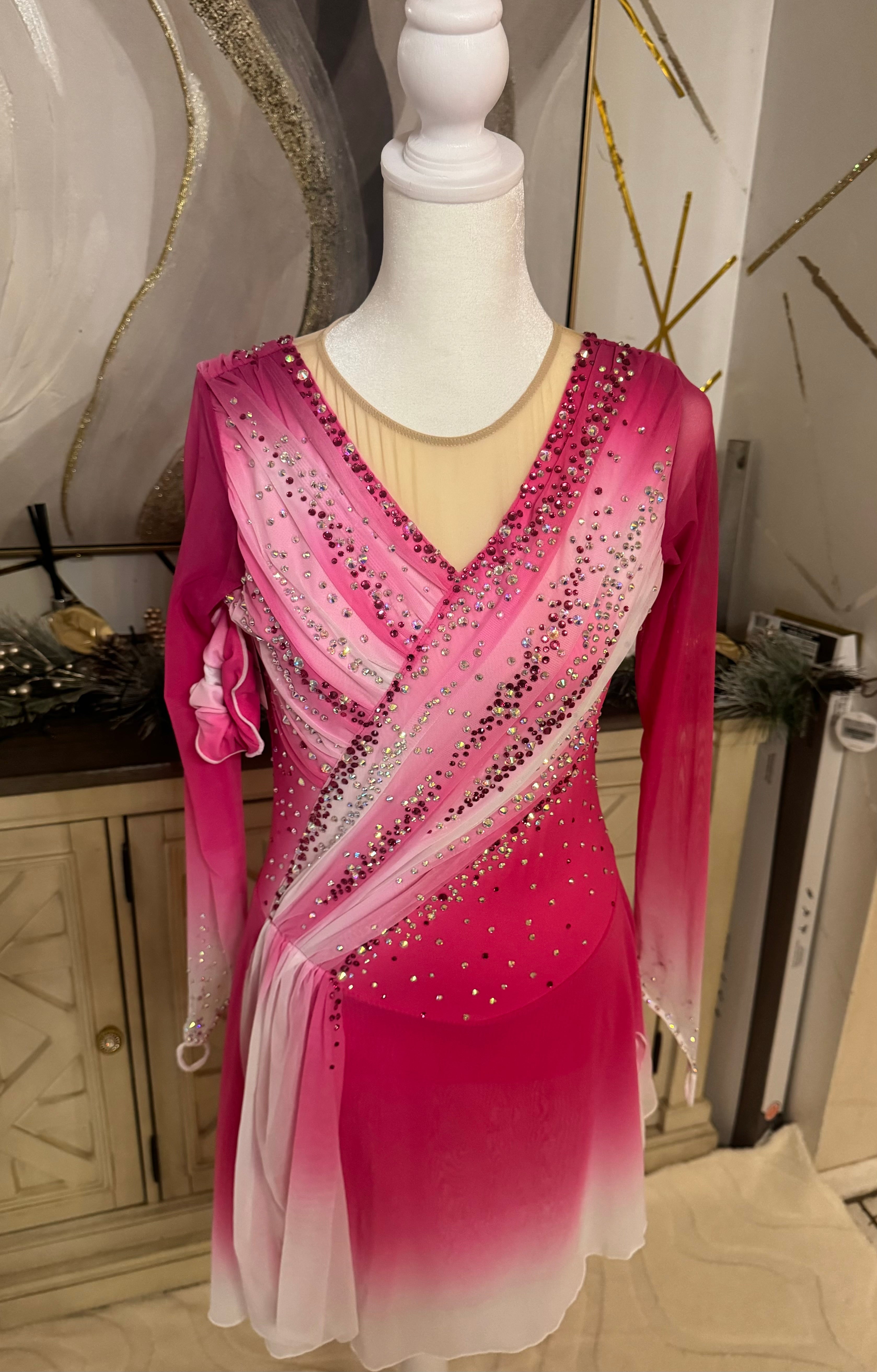 Adult Small Pink/ White Ombre Mesh Over Mesh