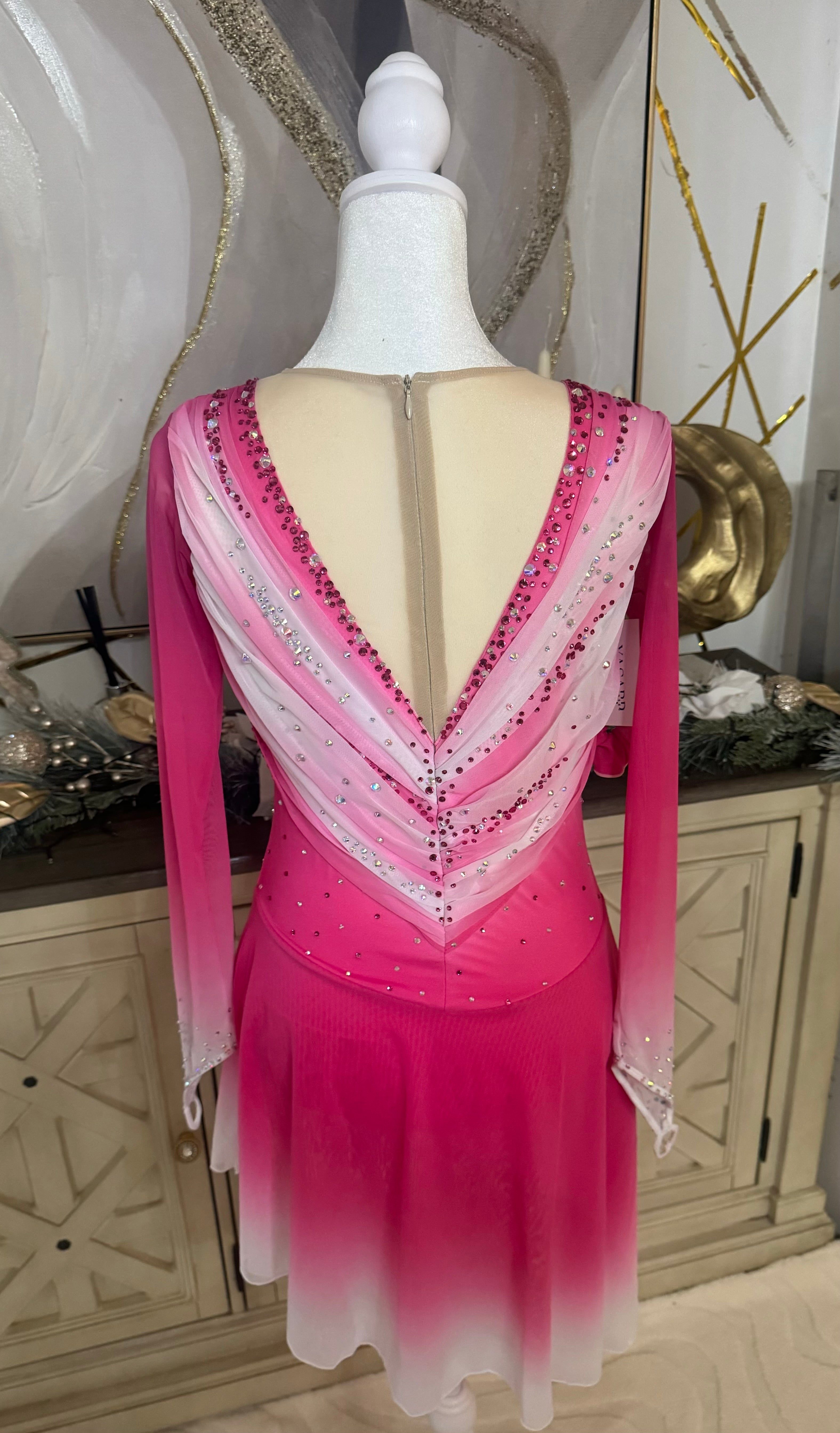 Adult Small Pink/ White Ombre Mesh Over Mesh