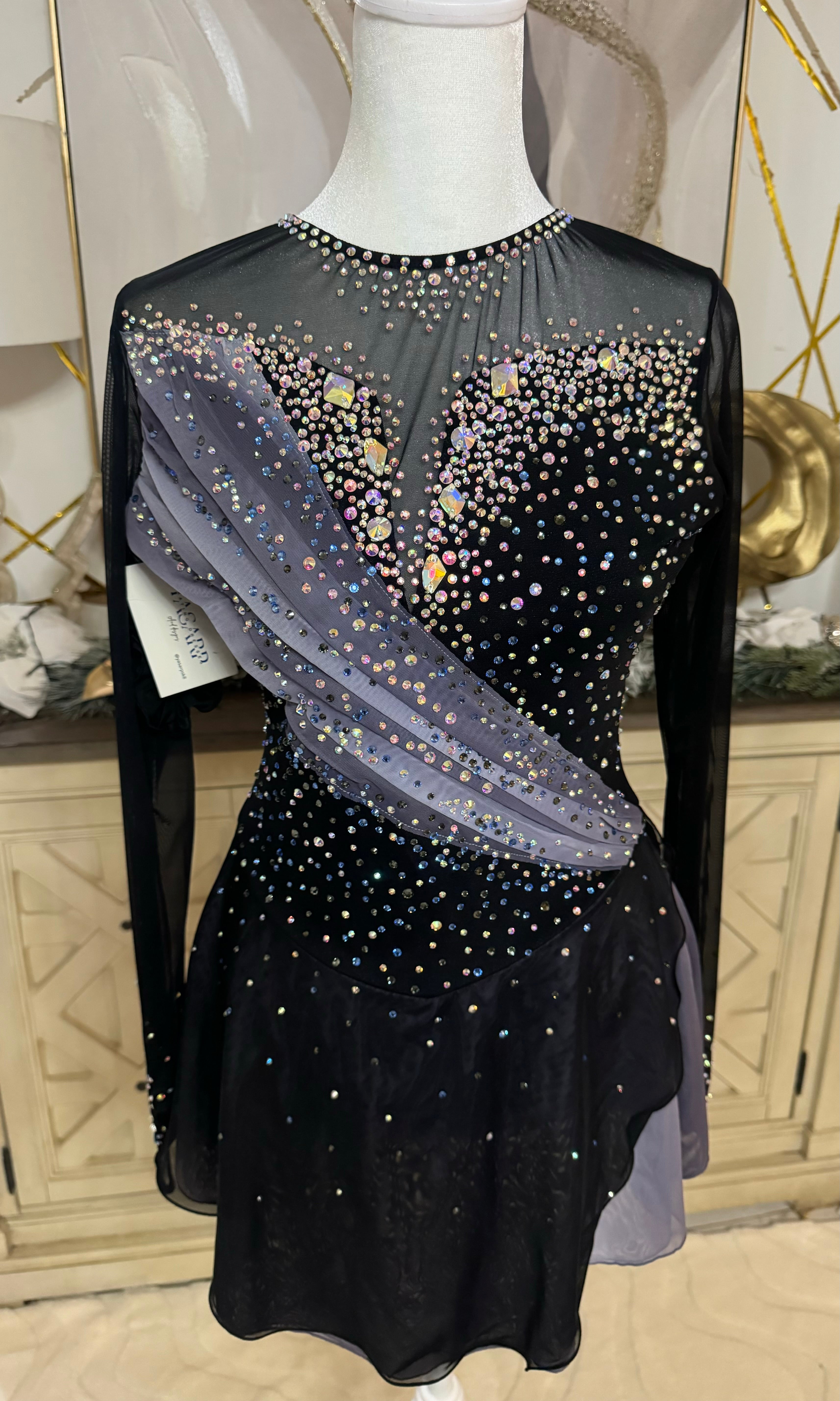 Figure Skating Dress Black Grey Ombré Size Adult Small