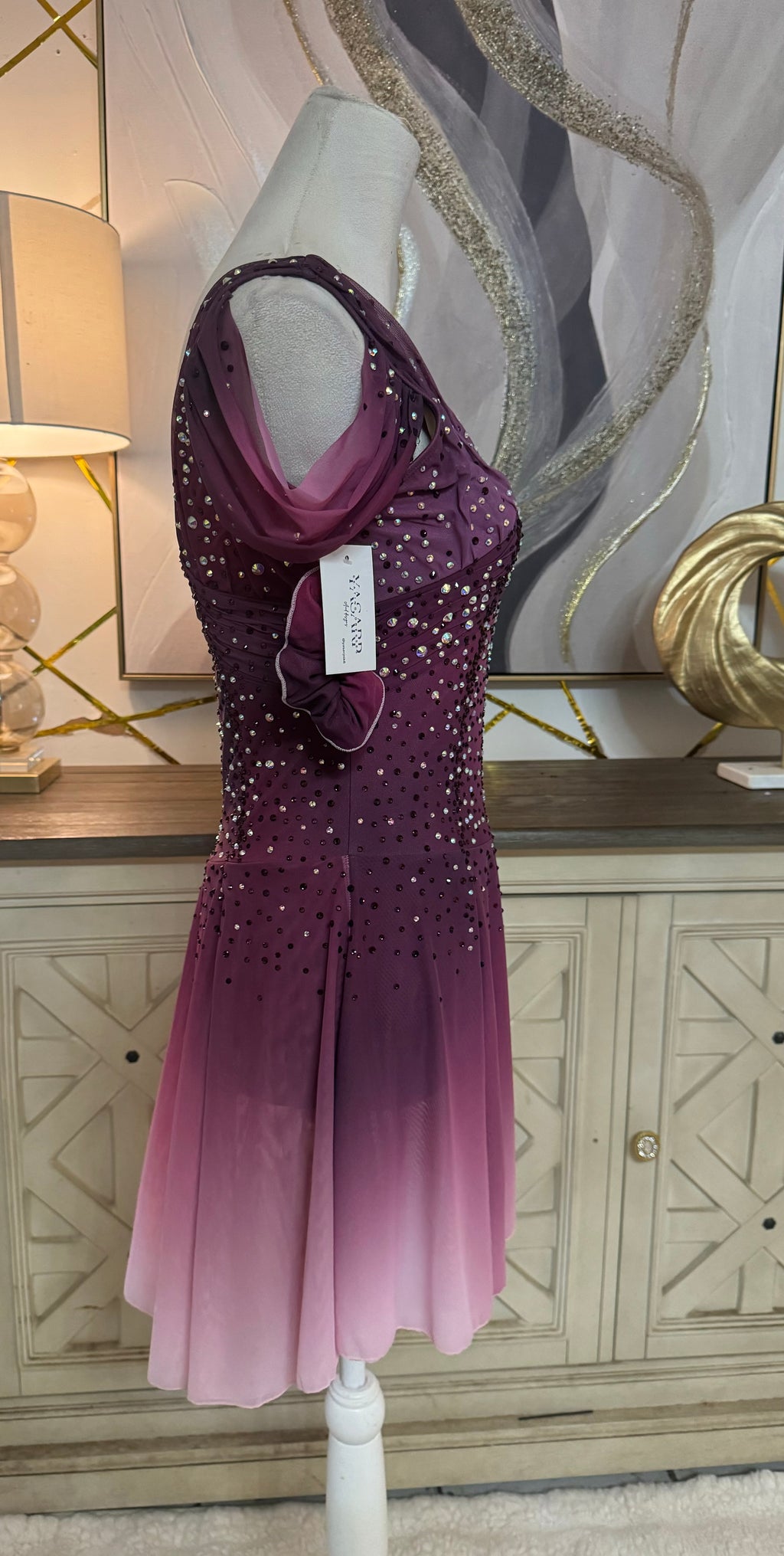 Adult Medium Burgundy Ombre Mesh Over Mesh