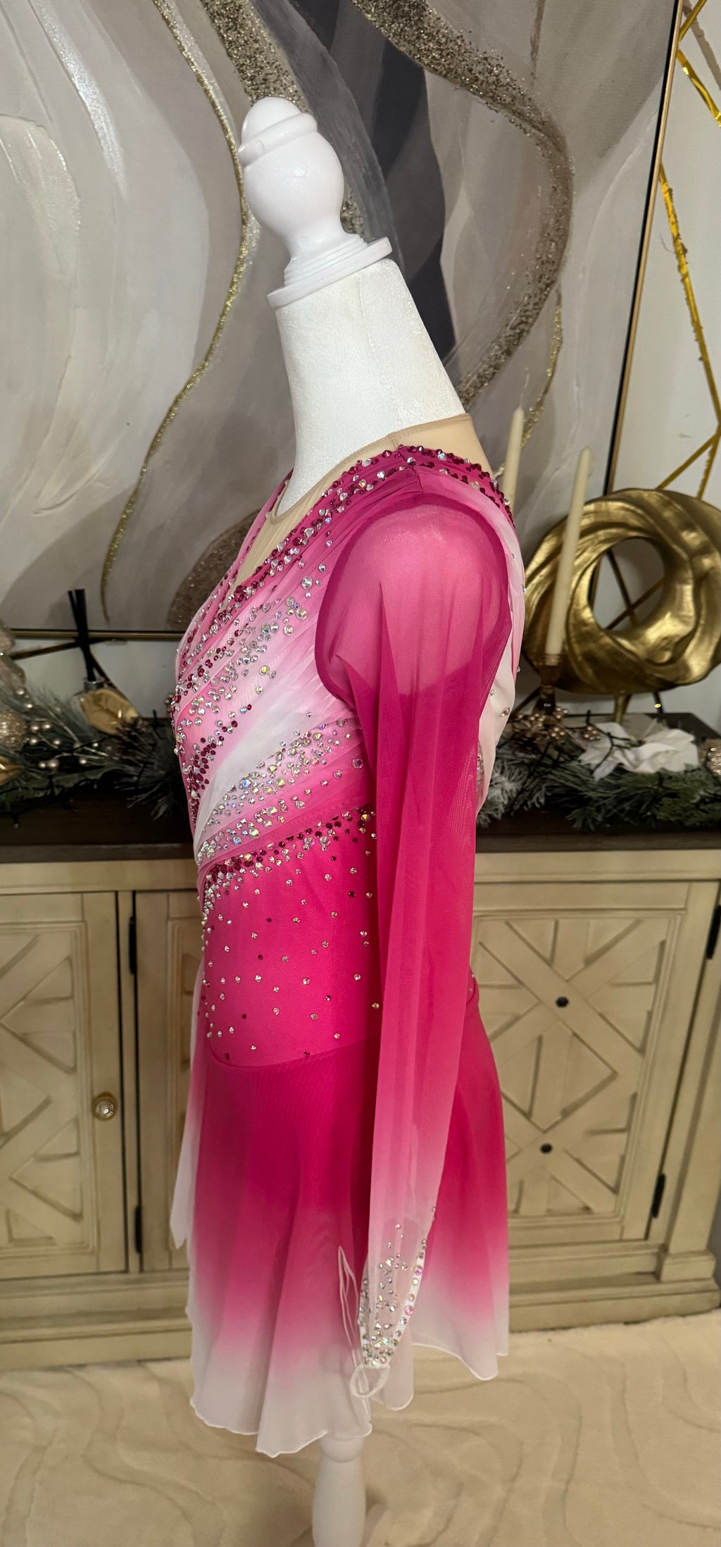 Adult Small Pink/ White Ombre Mesh Over Mesh