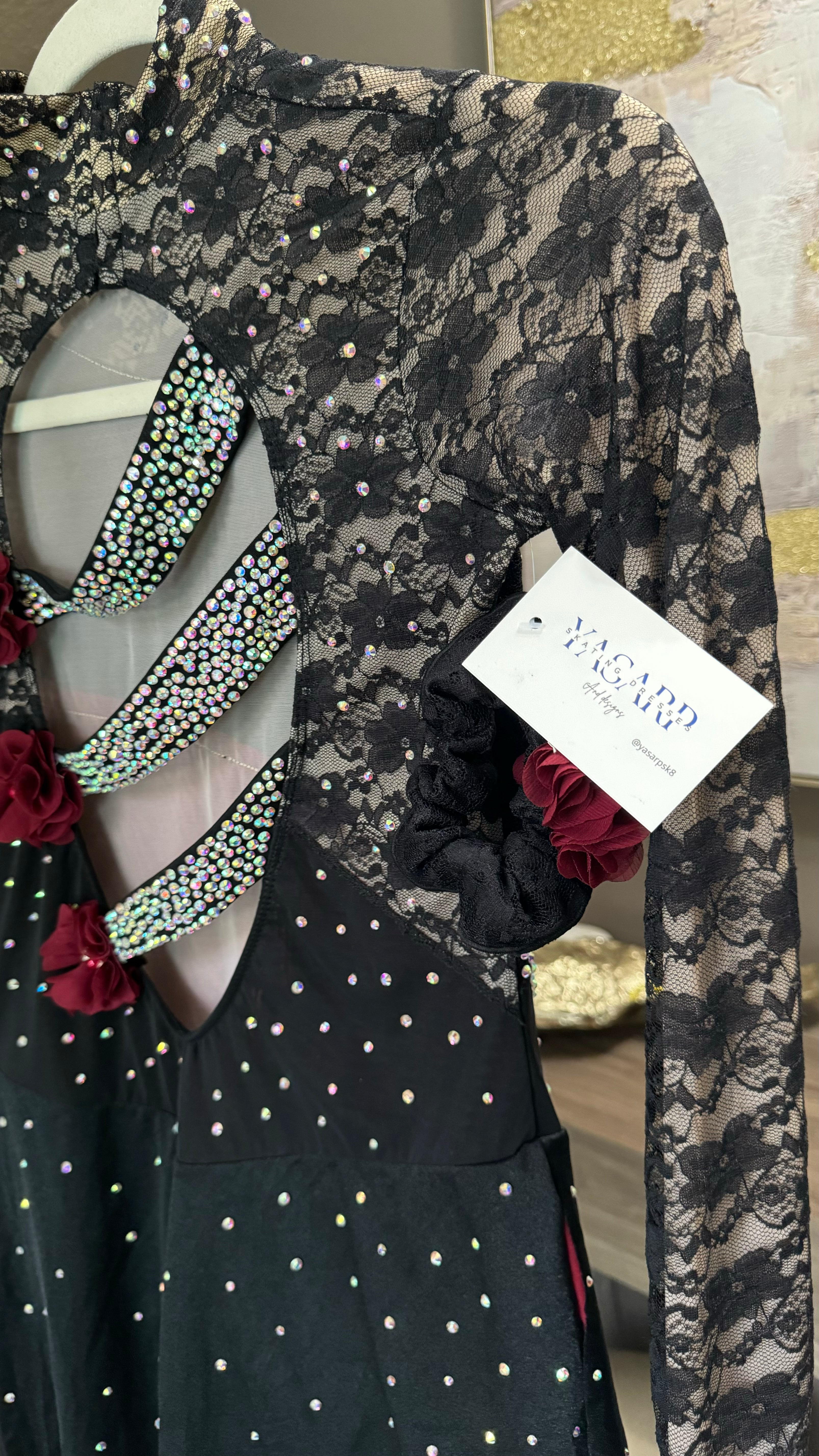 Flamenco Figure Skating Dress Adult XS Asymmetrical Skirt