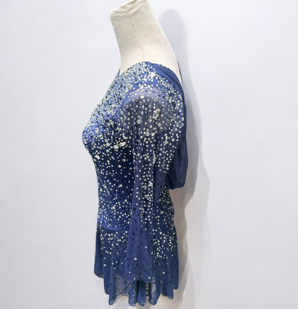 Figure Skating Dress Medium Adult Brilliant Blue White