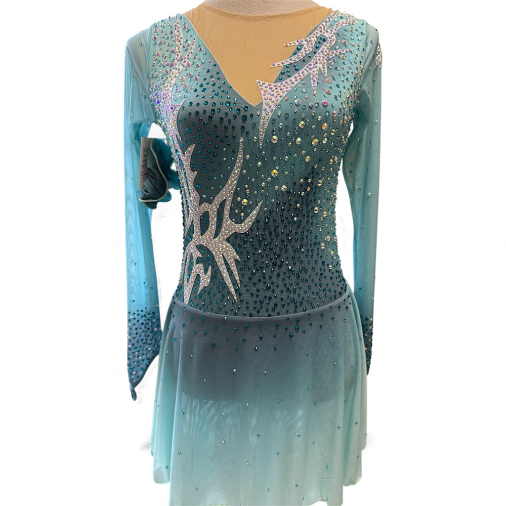 Figure Skating Dress Adult S/M green ombré