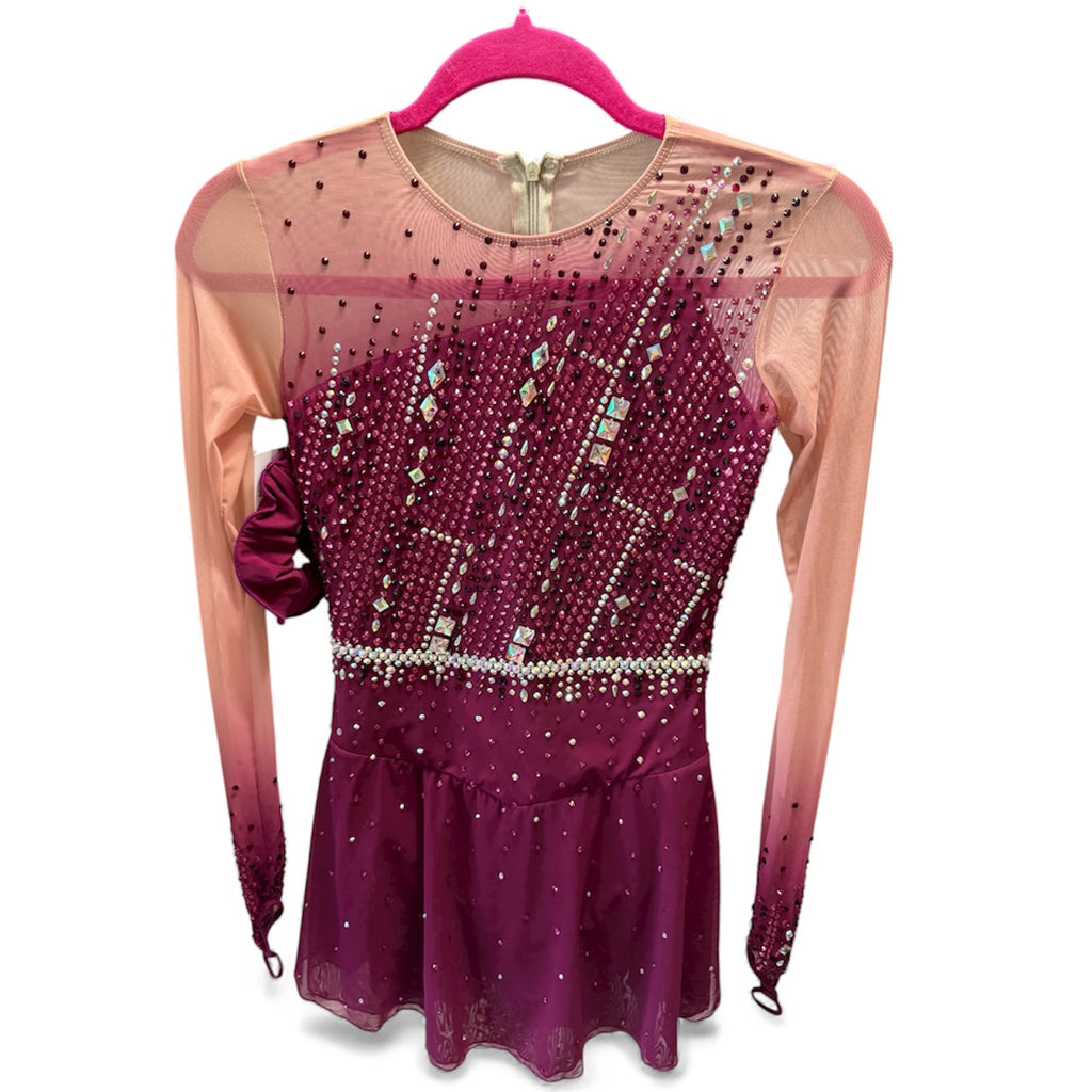 Free Style Figure Skating Dress Size 14/16 Maroon Ombré
