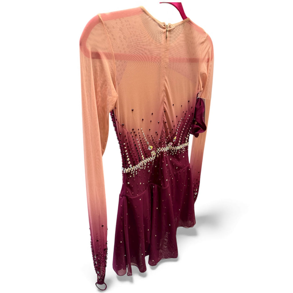Free Style Figure Skating Dress Size 14/16 Maroon Ombré