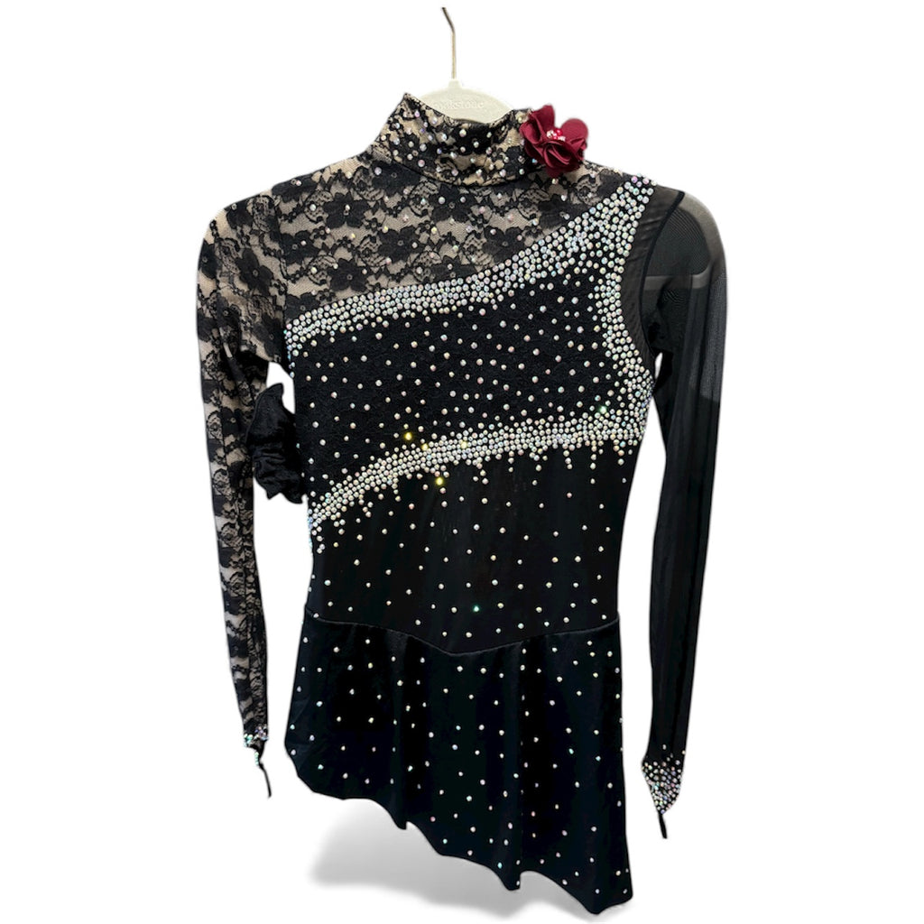 Flamenco Figure Skating Dress Adult XS Asymmetrical Skirt