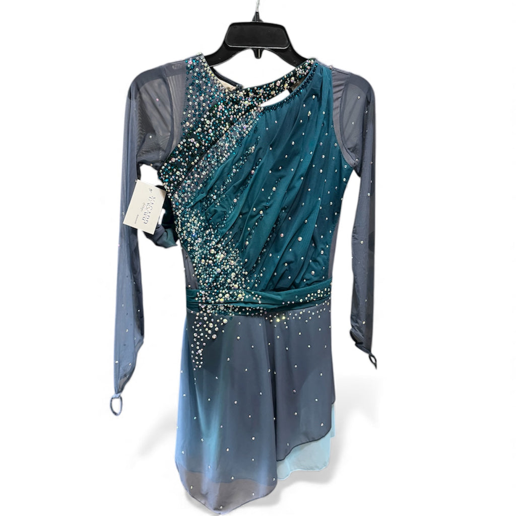 Figure Skating Dress Size Adult XS Green and Gray