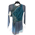 Figure Skating Dress Size Adult XS Green and Gray