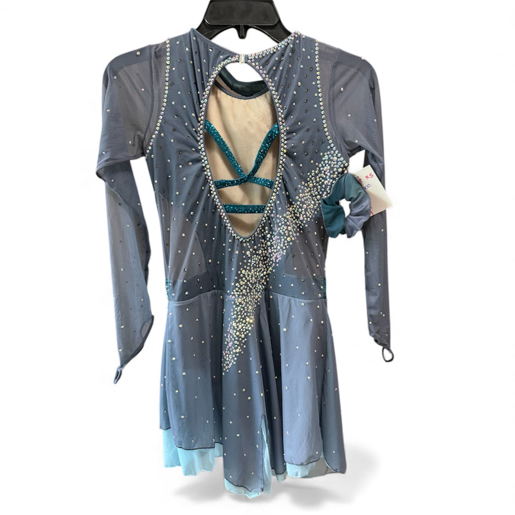 Figure Skating Dress Size Adult XS Green and Gray