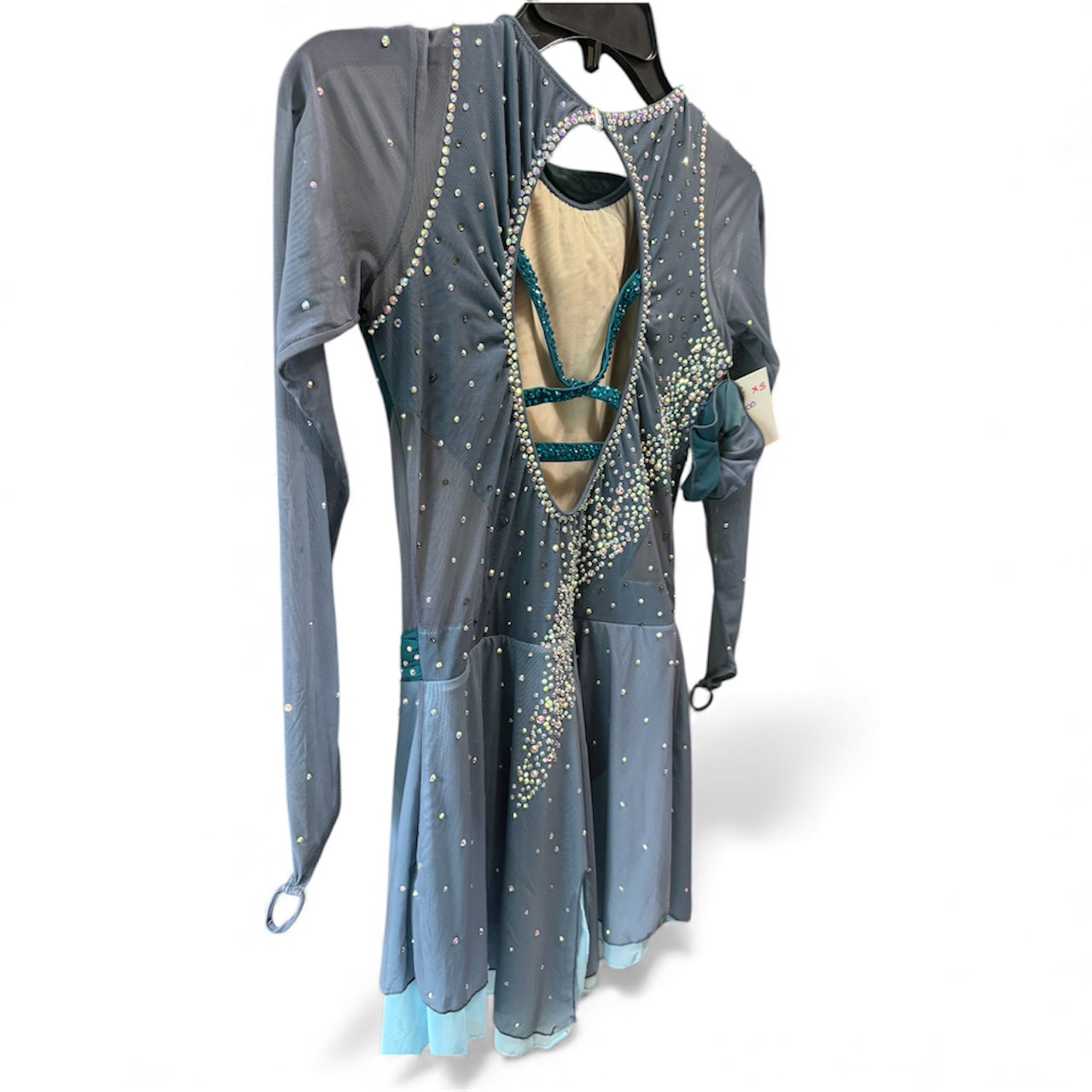 Figure Skating Dress Size Adult XS Green and Gray