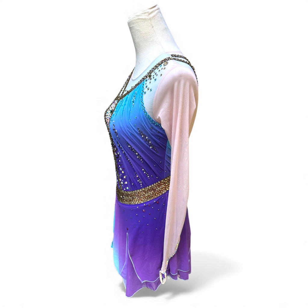 Figure Skating Dress Adult XS Blue Purple Ombré