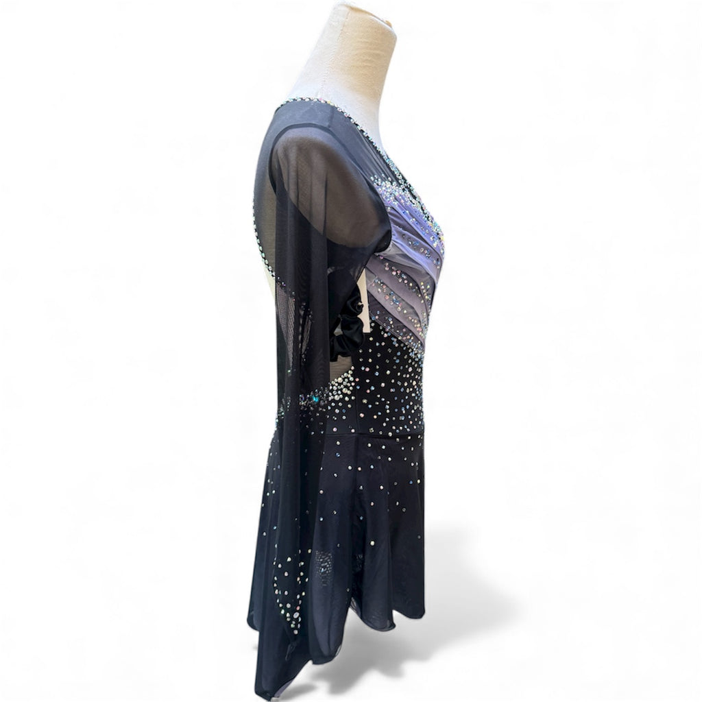 Figure Skating Dress Black Grey Ombré Size Adult Small
