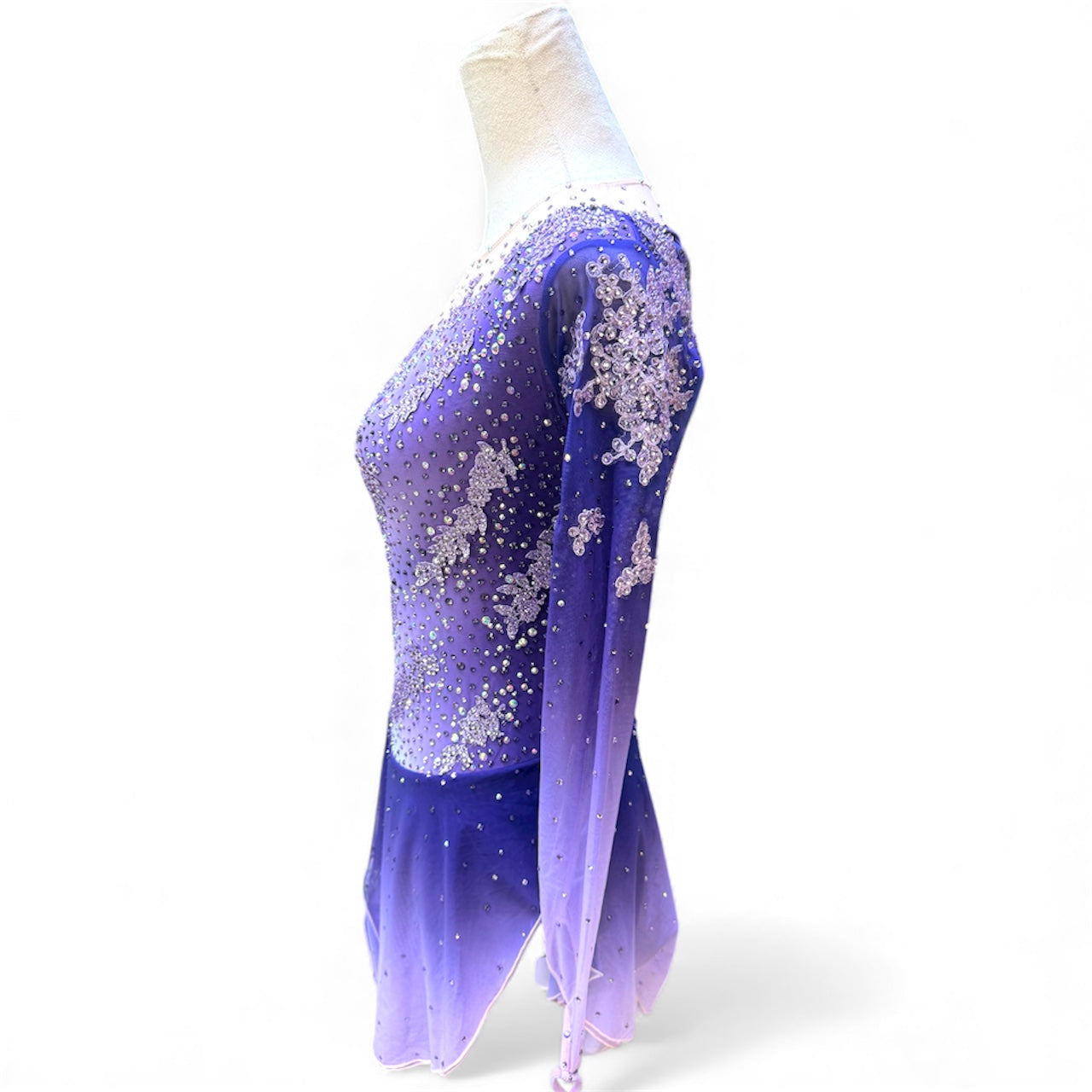 Embroidery Patch Figure Skating Dress Adult Medium Purple Ombre Mesh over mesh