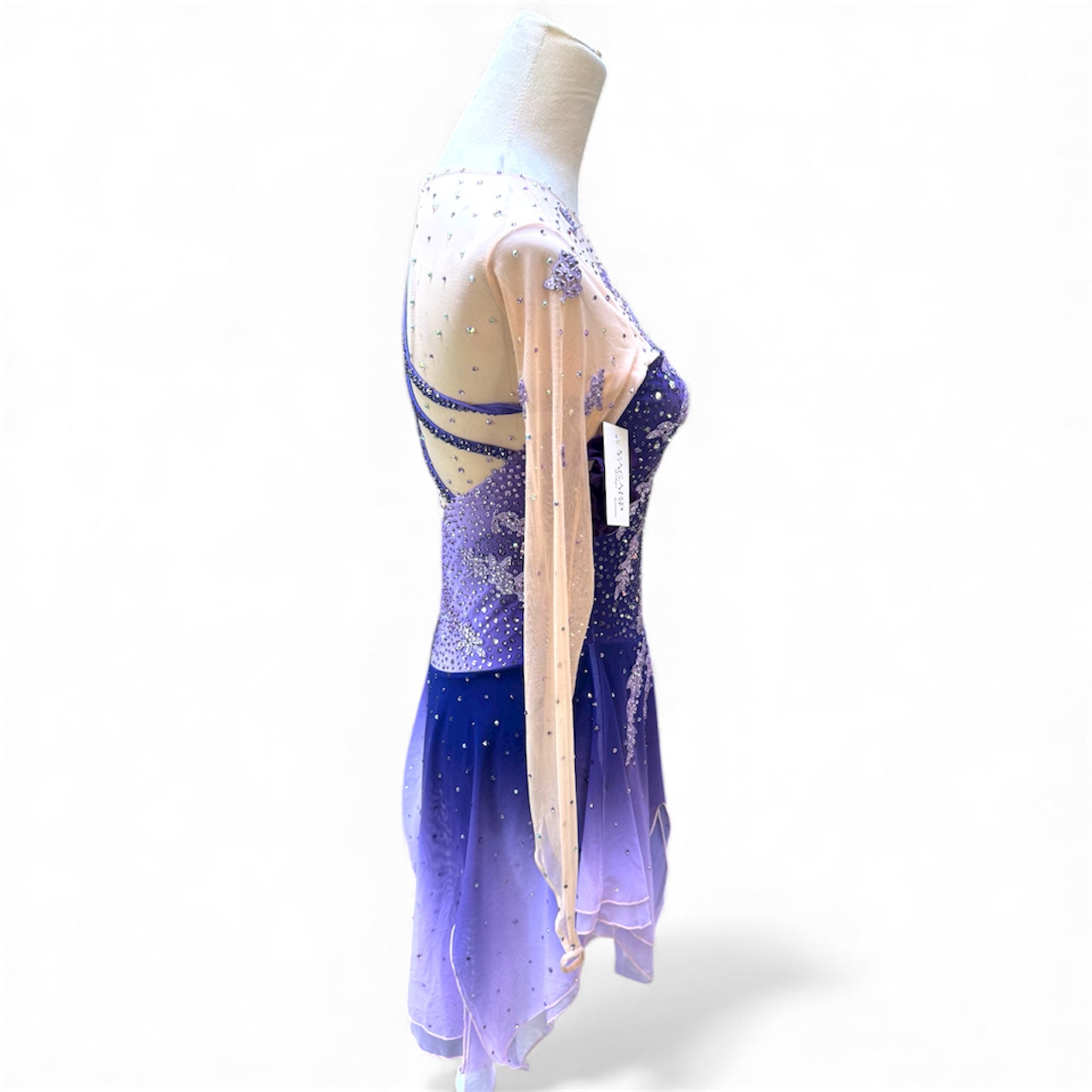Embroidery Patch Figure Skating Dress Adult Medium Purple Ombre Mesh over mesh